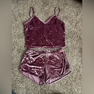 Plush Velvet Pajama Set in Deep Purple